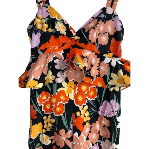 SAYLOR INES Poplin Jumpsuit Sweetheart Neckline Rust Floral-Print S - Picture 6 of 13